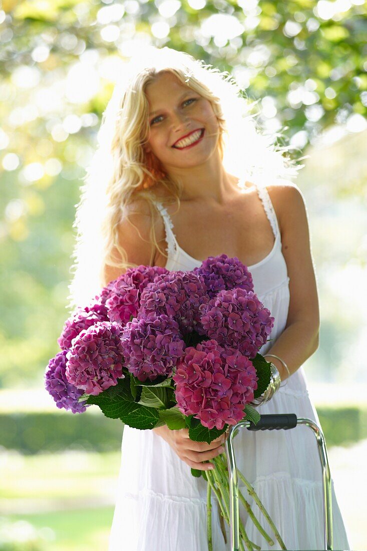 Woman holding flowers