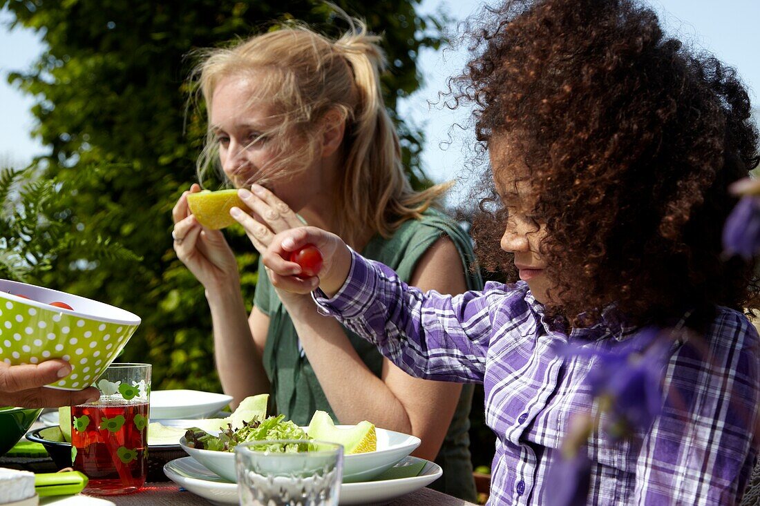 Lunch at garden table