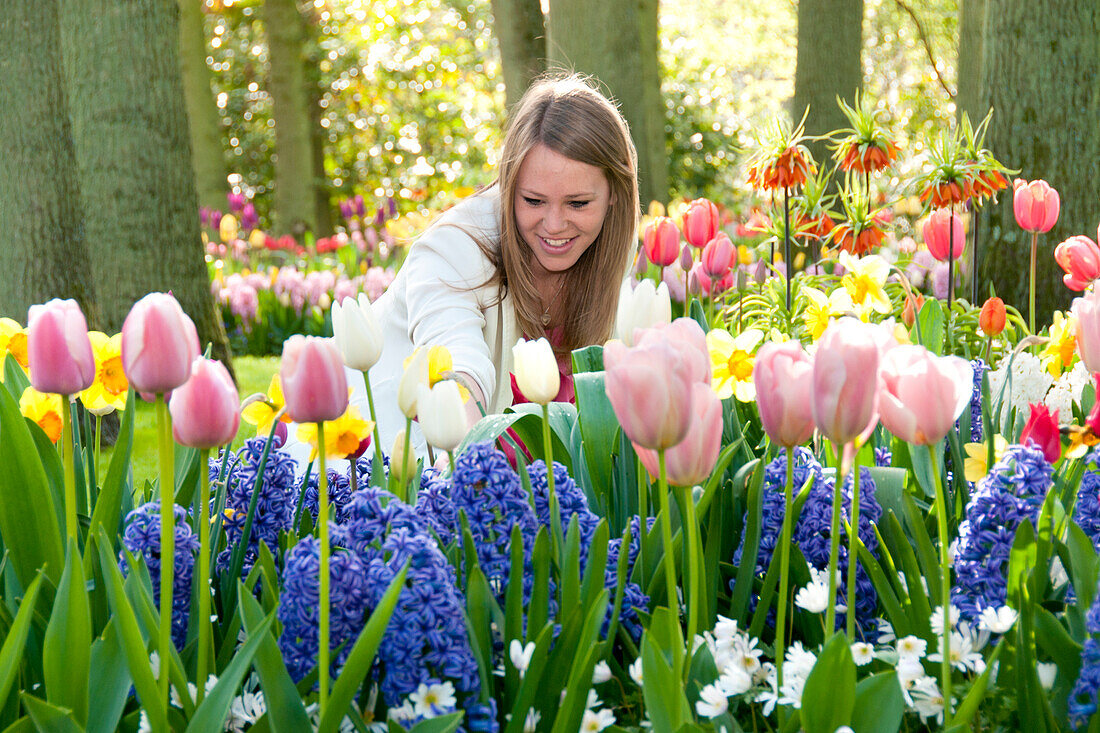 Woman in spring garden