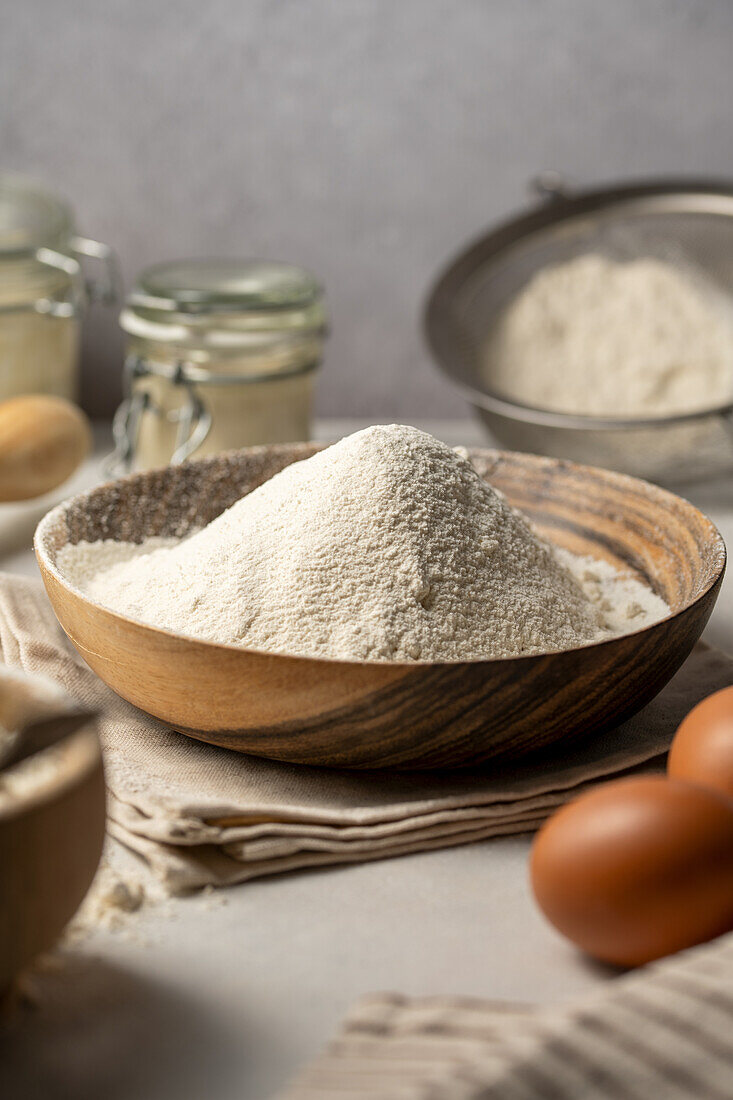 Sifted flour in a bowl