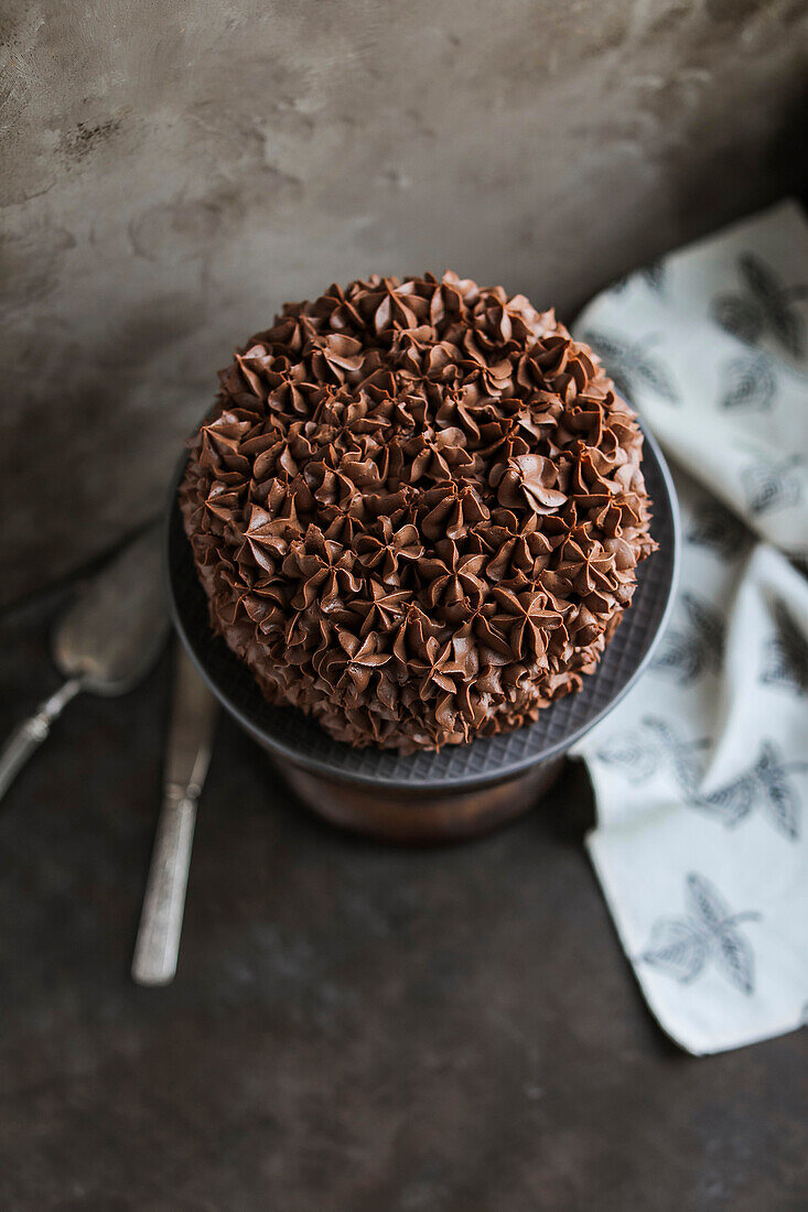 Small chocolate cream cake