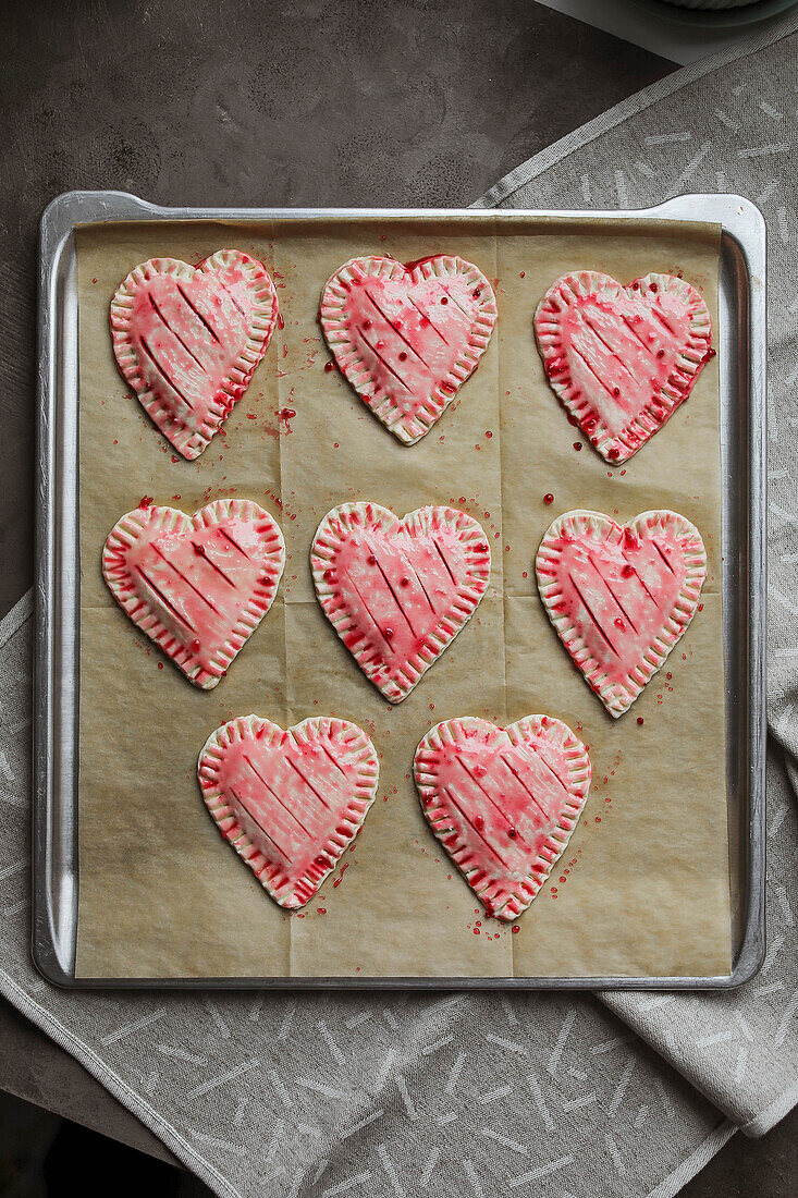 Heart-shaped puff pastry