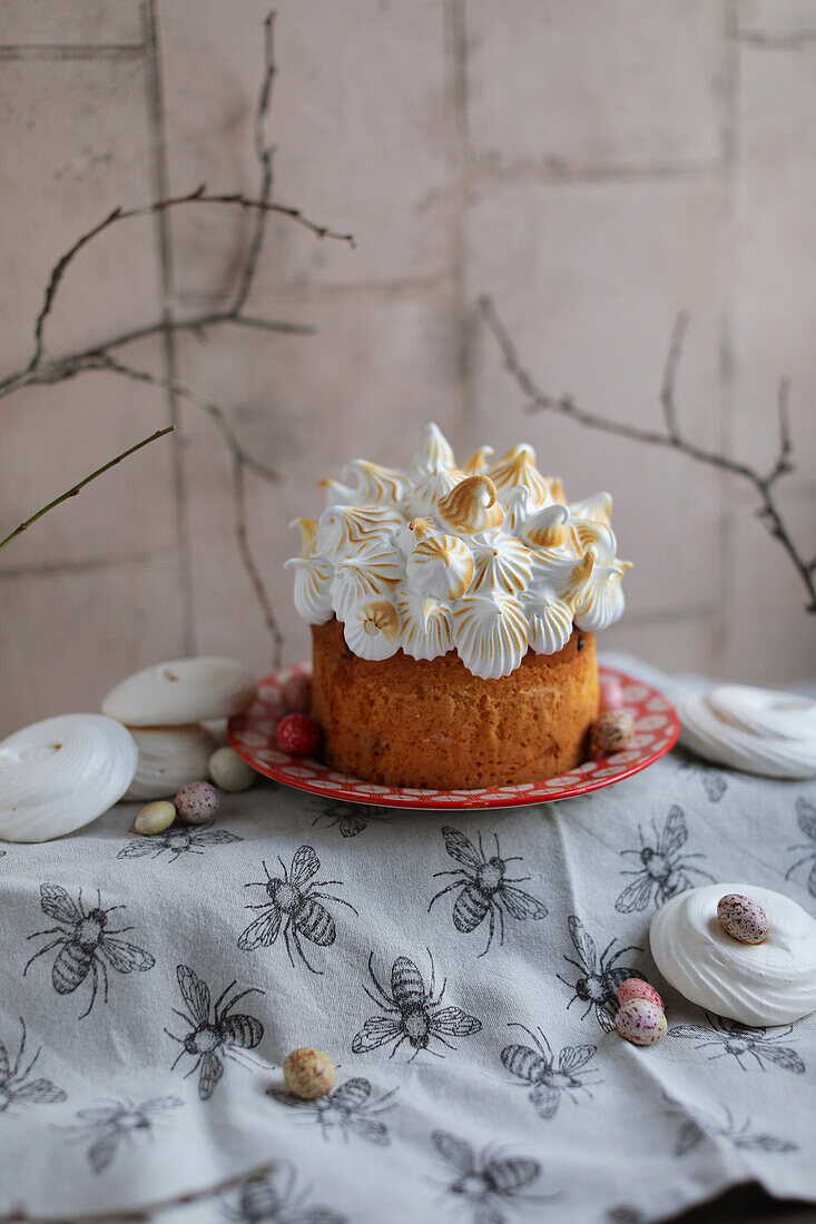 Easter cake with meringue topping