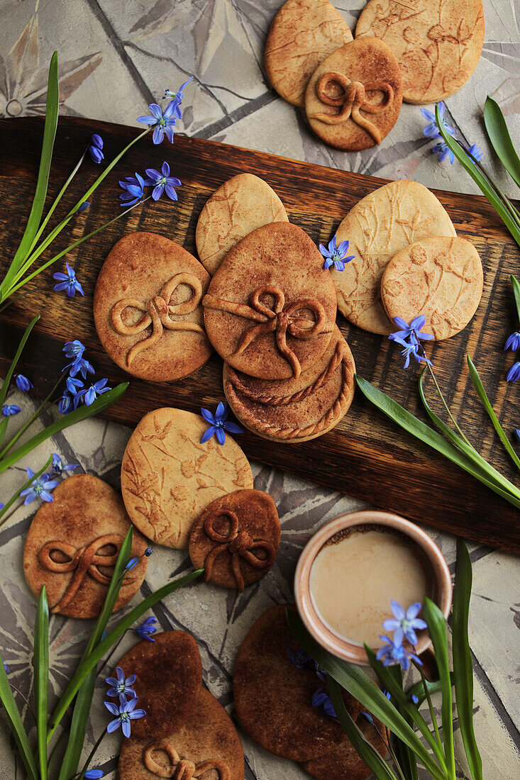 Easter biscuits made from shortcrust pastry in egg shape