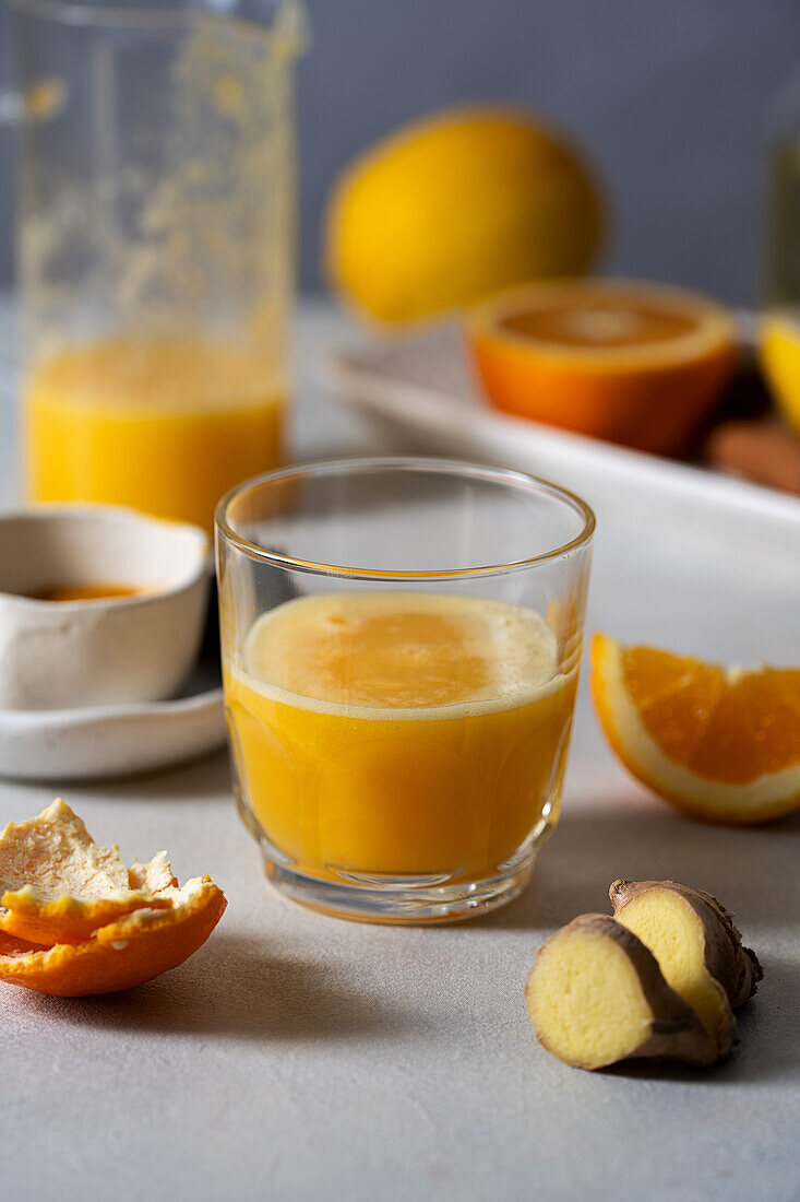 Immune-boosting citrus ginger shot