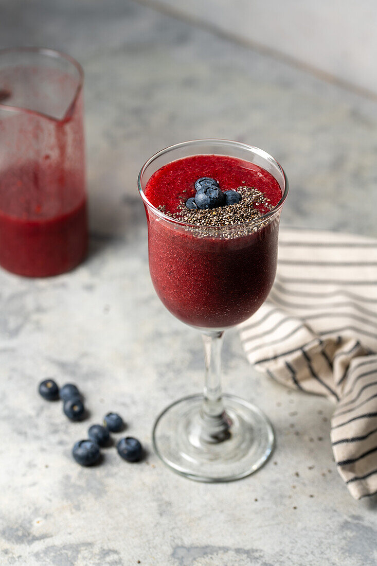 Blueberry smoothie in a glass