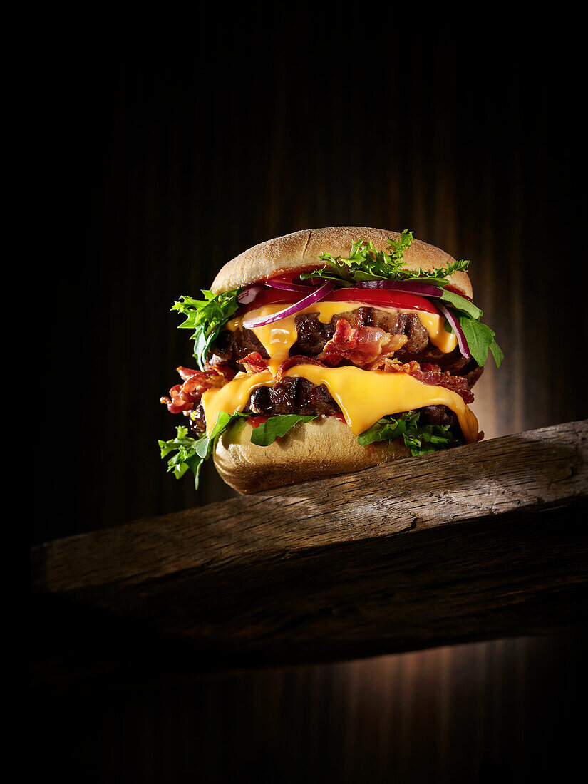 Double cheeseburger with grilled beef patties