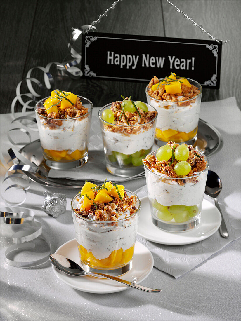 Two kinds of stracciatella layered dessert for New Year's Eve
