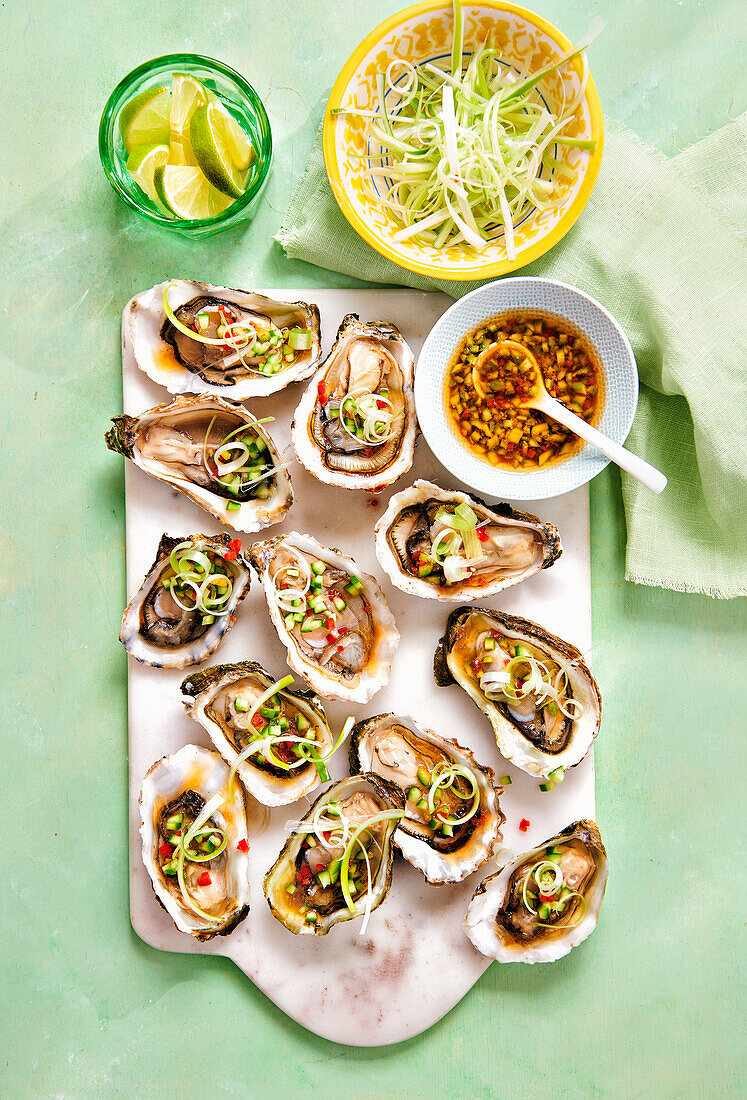 Fresh oysters with Asian dressing