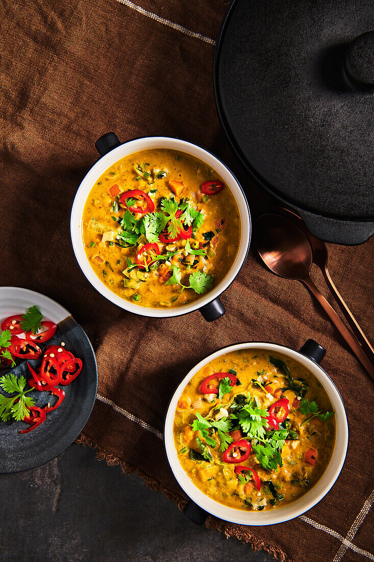 Asiatische Erbsen-Curry-Suppe