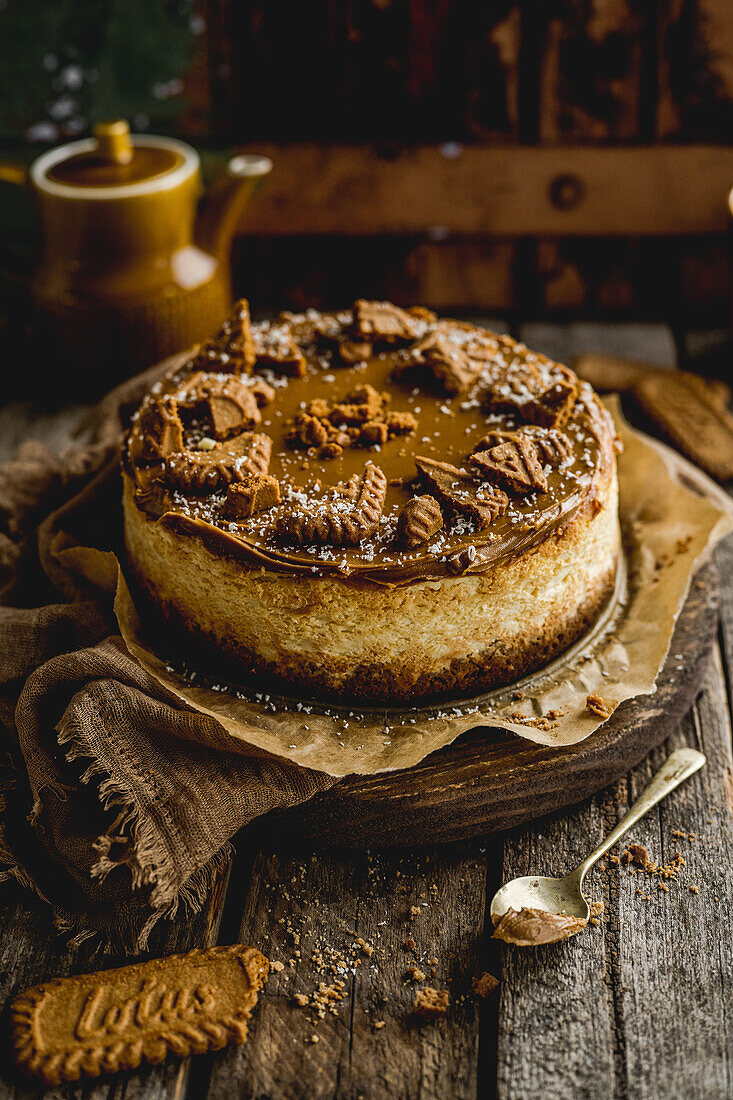 Käsekuchen mit Karamellkekscreme