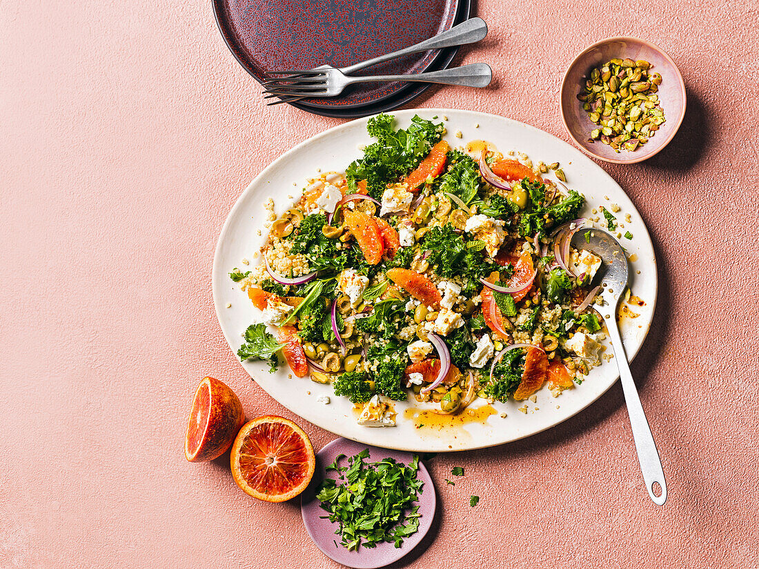 Spicy kale and blood orange tabouleh