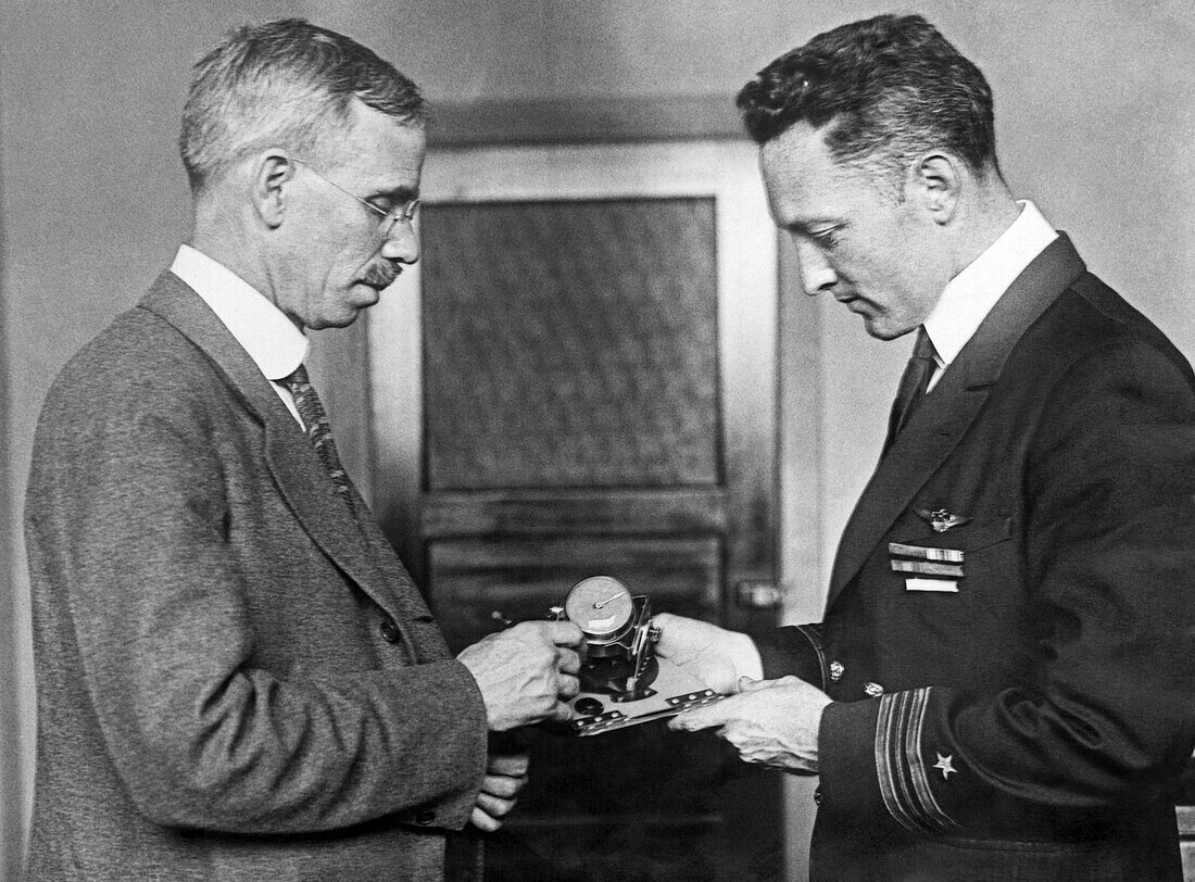 Sun compass being awarded to Admiral Byrd
