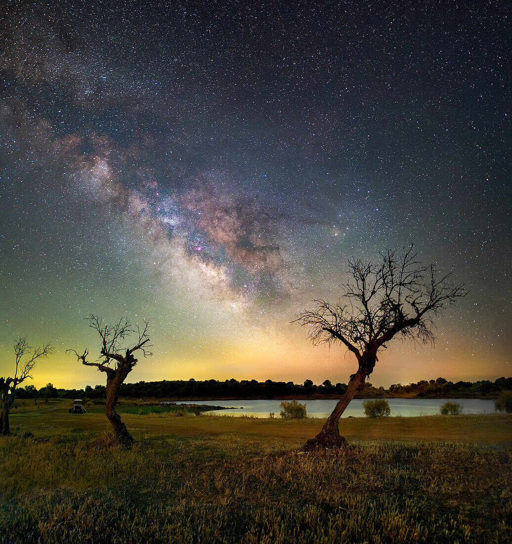 Milky Way over fields in Alqueva, Portugal