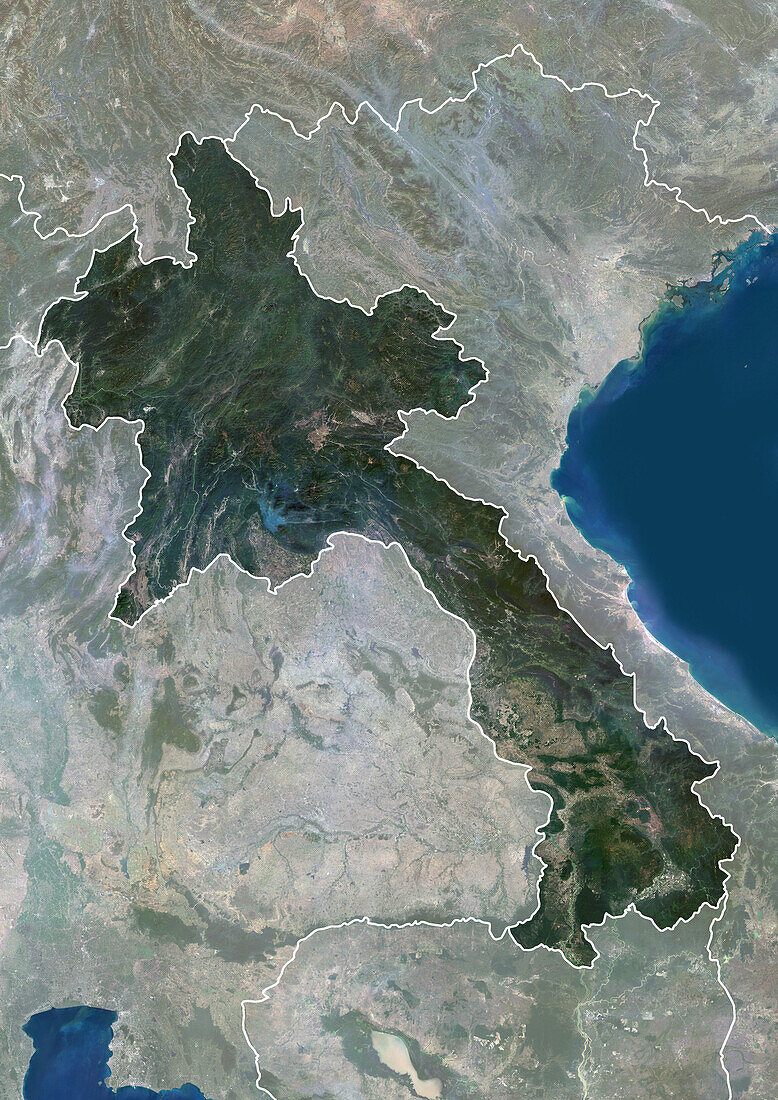 Laos, satellite image