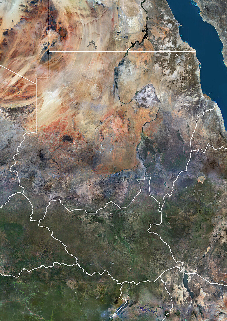 Sudan and South Sudan, satellite image