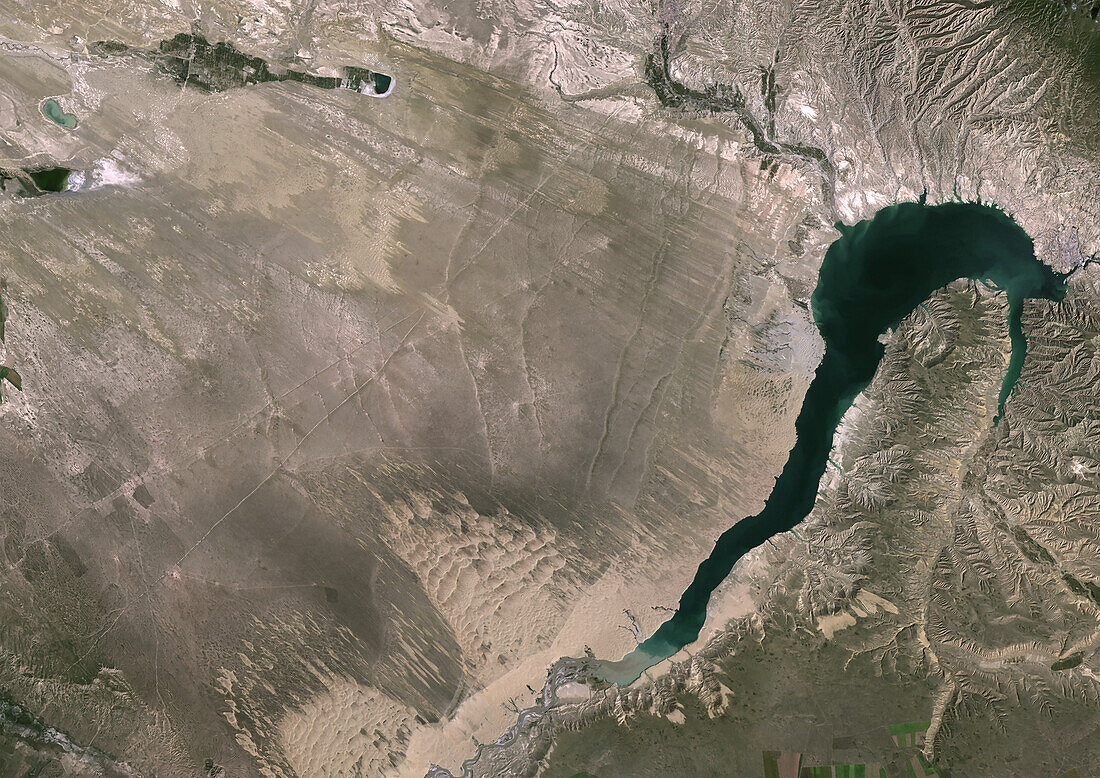 Longyangxia Dam Reservoir, China, in 1987, satellite image