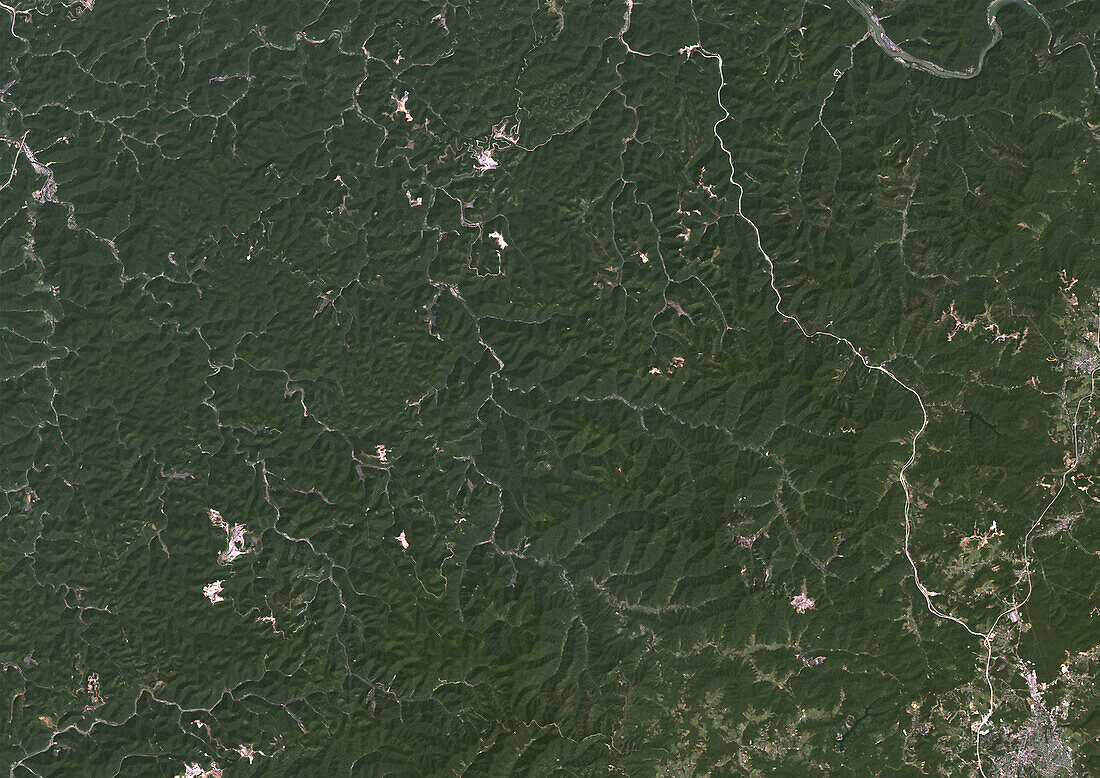 Coal Mines, West Virginia, USA in 1984, satellite image