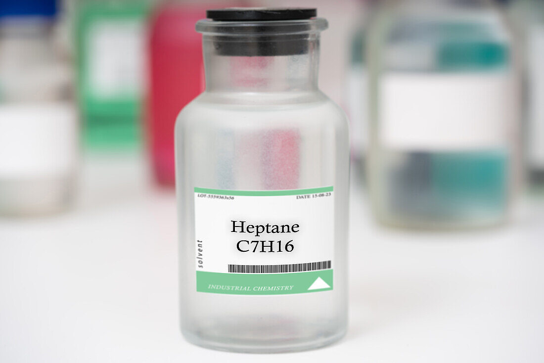 Bottle of heptane
