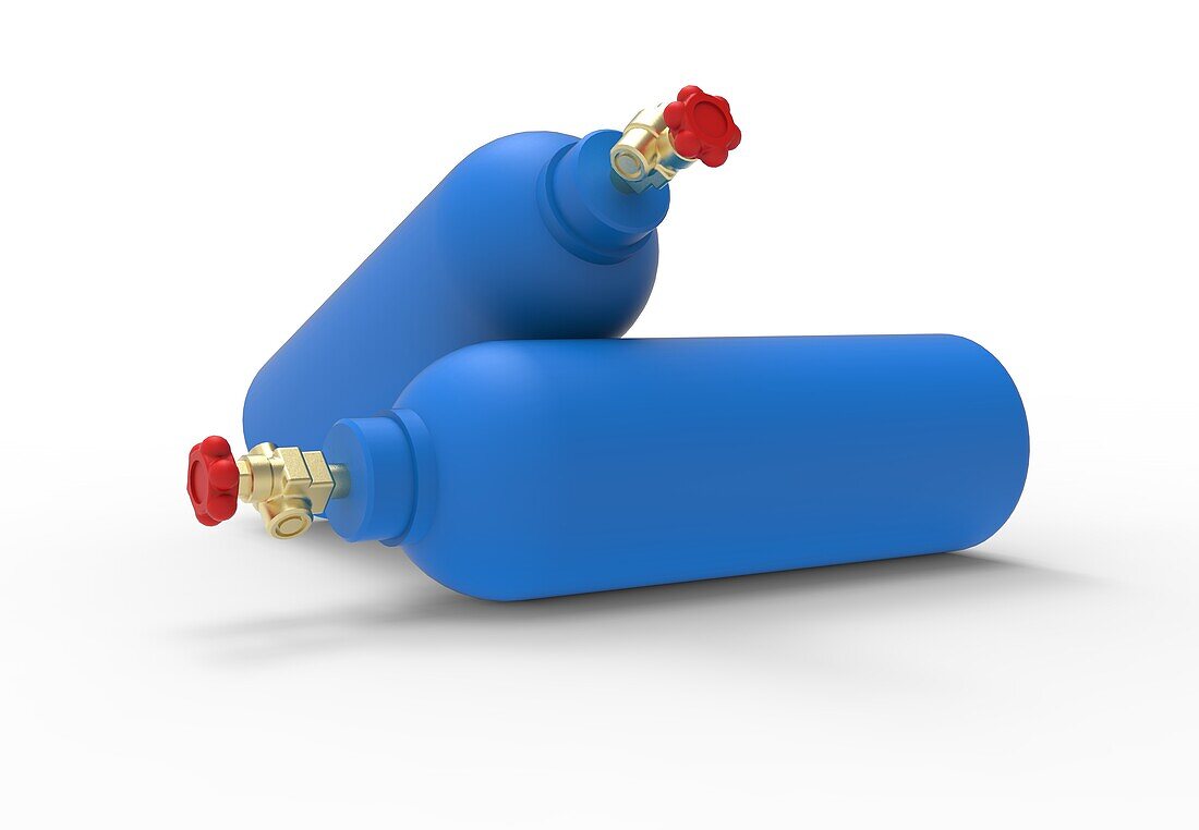 Metal cylinders for storing gases, illustration