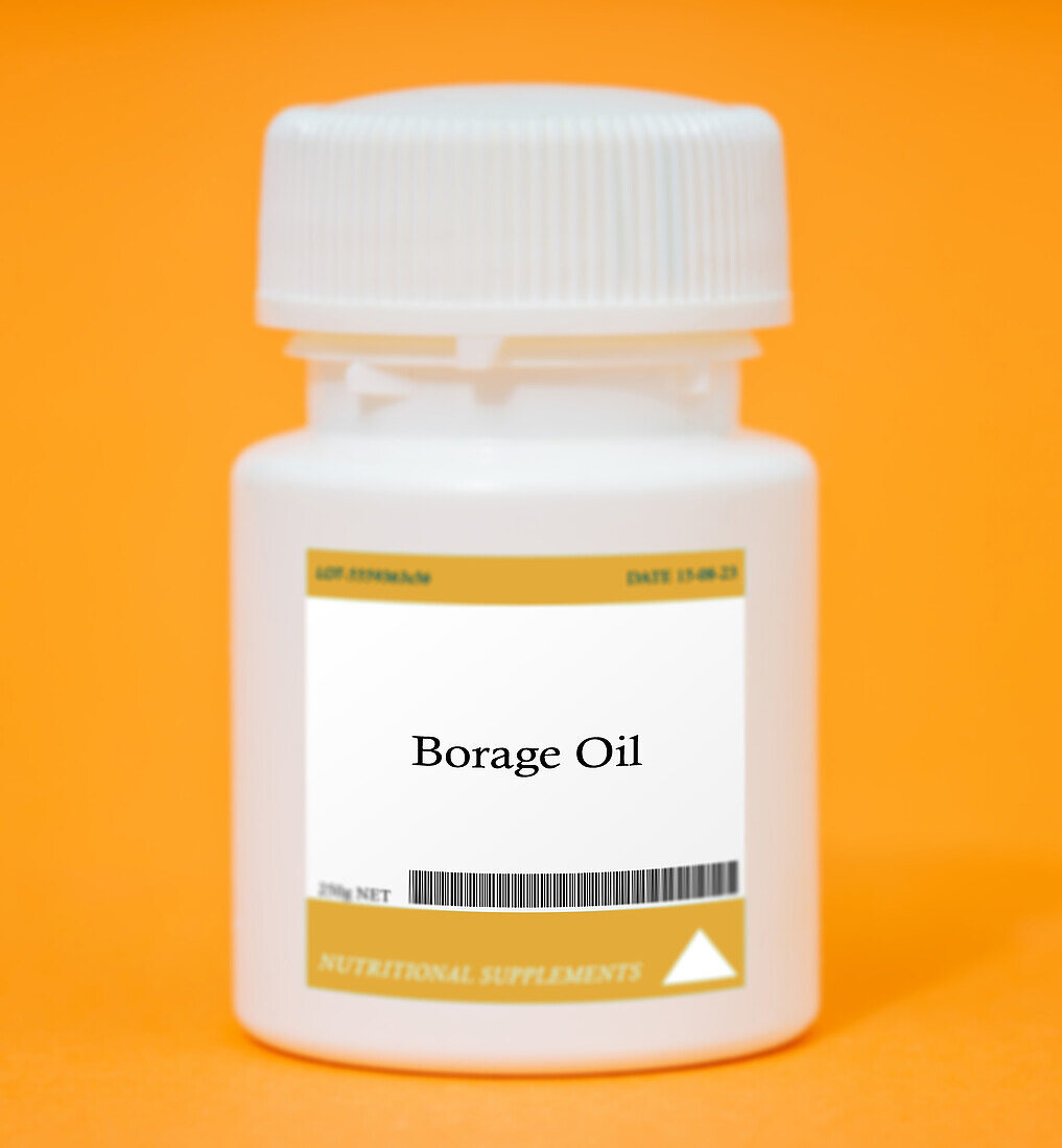 Container of borage oil