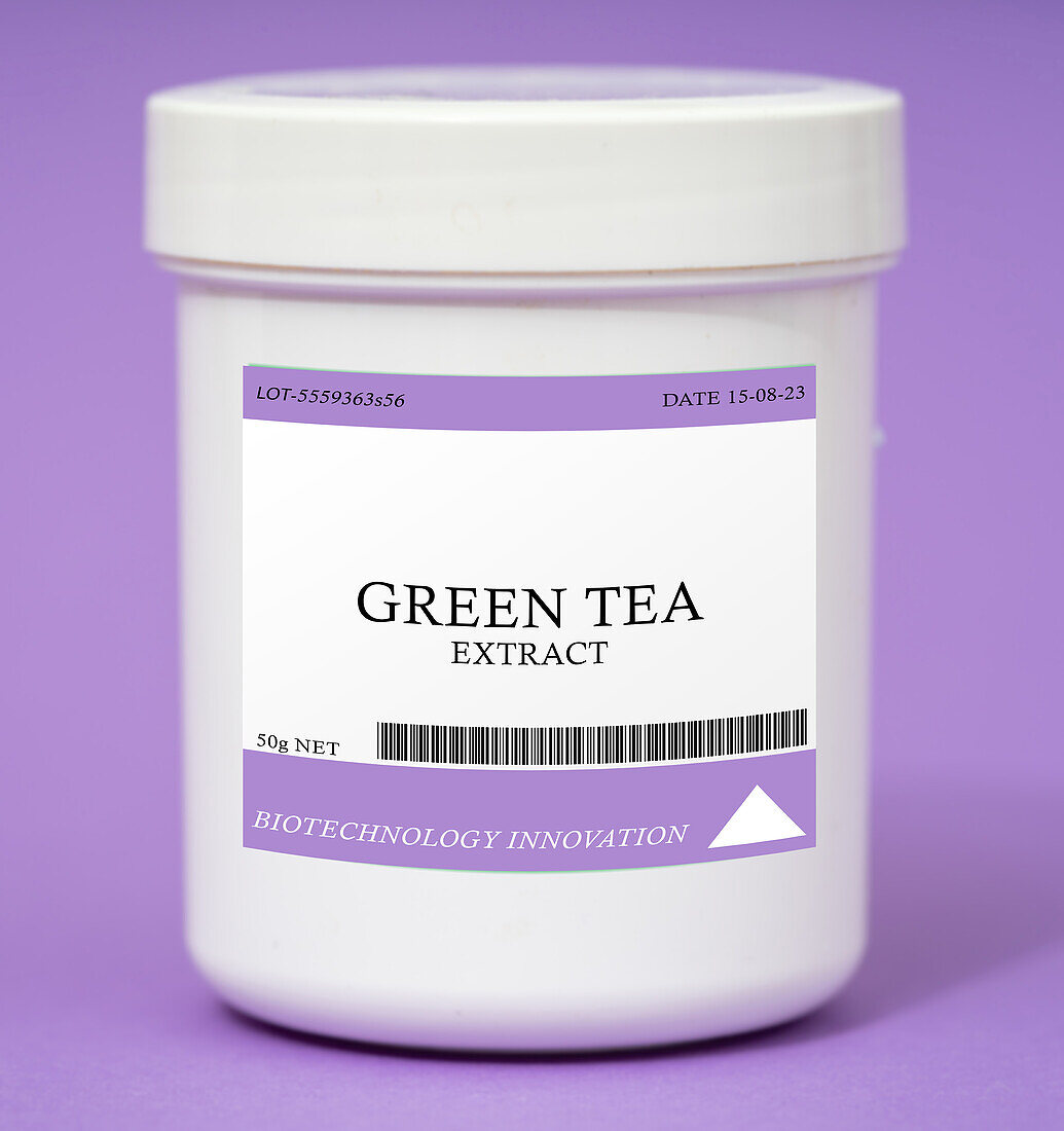 Container of green tea extract
