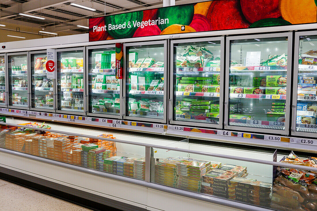Plant-based aisle in supermarket