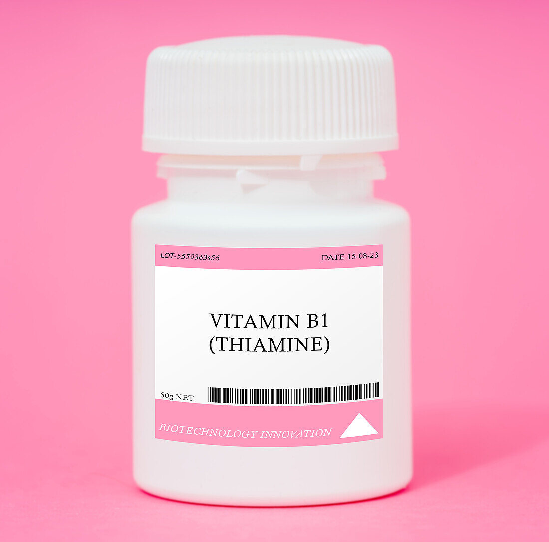 Container of vitamin B1 thiamine