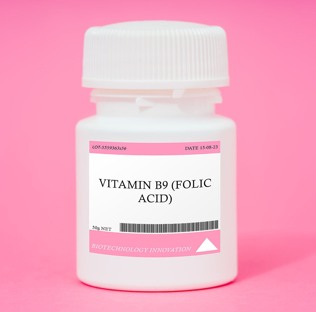 Container of vitamin B9 folic acid