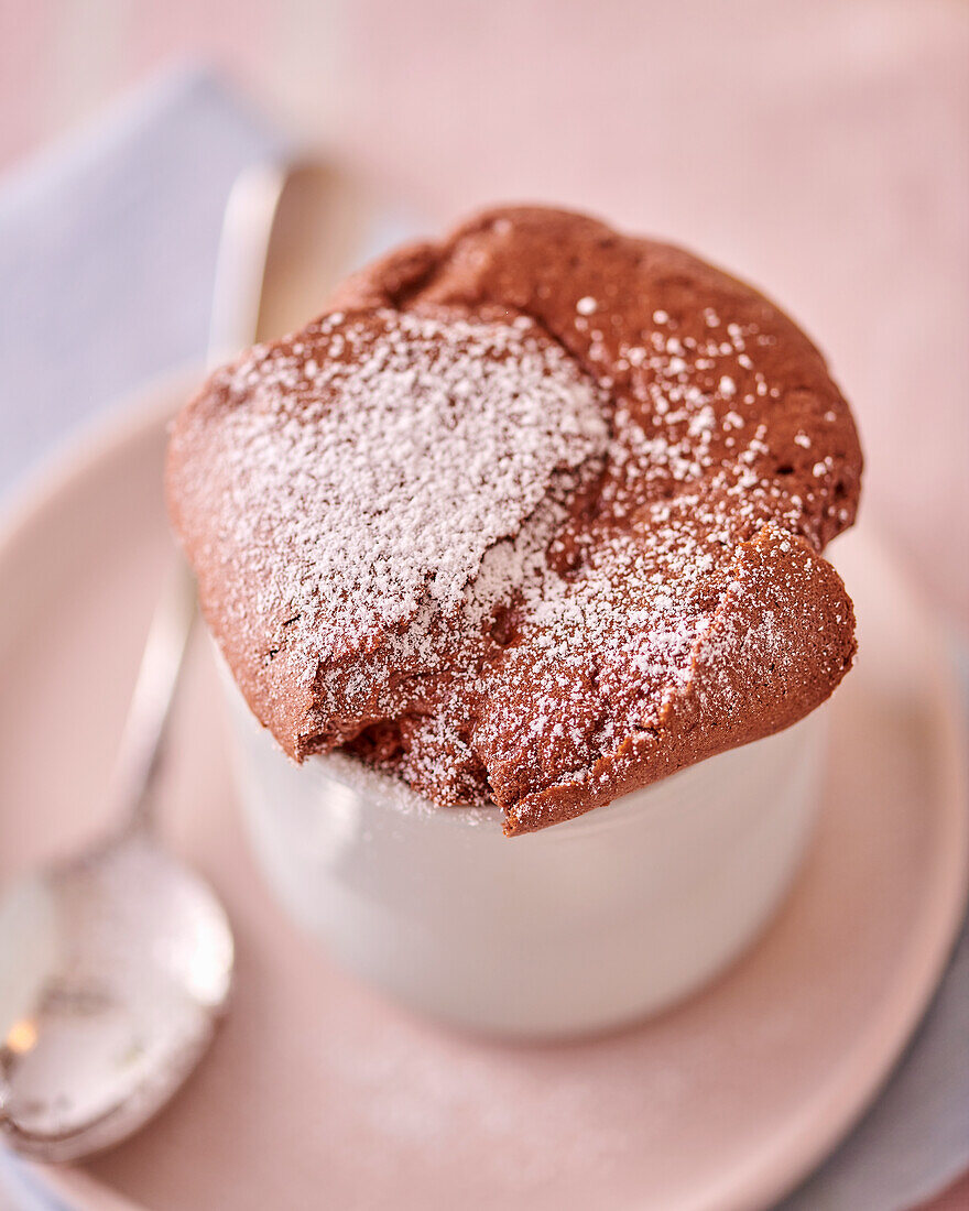 Chocolate soufflé in a cup