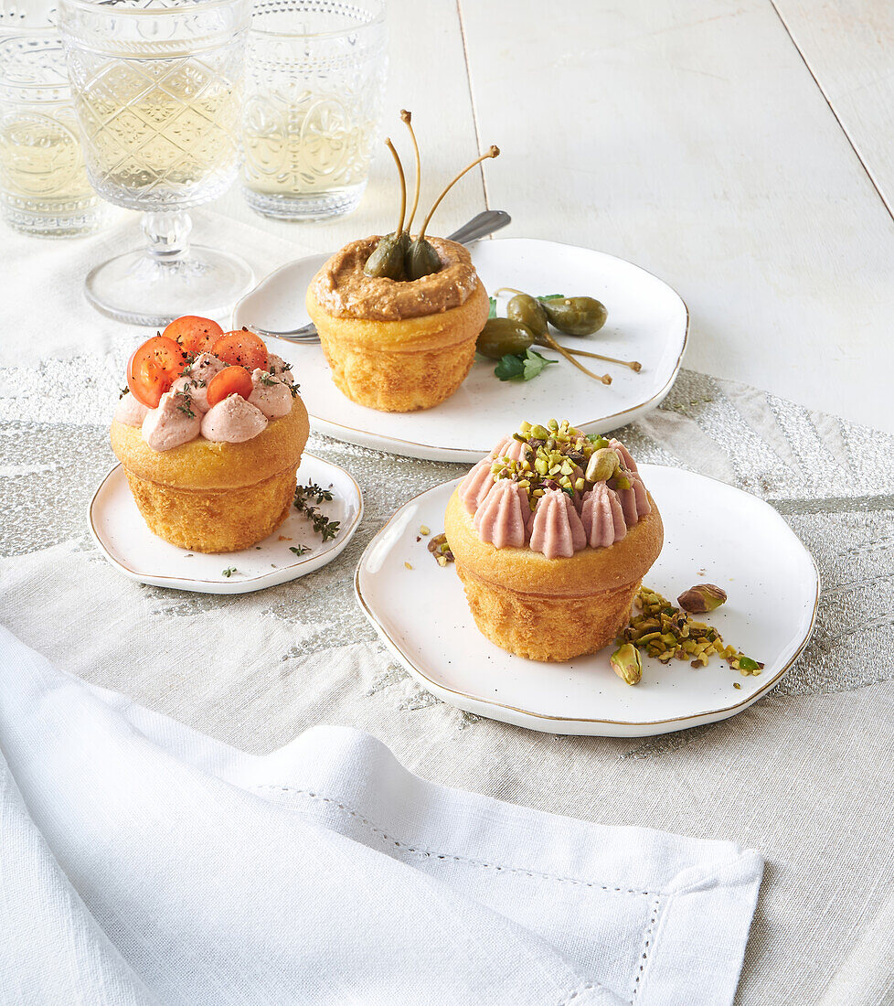 Three kinds of savoury cupcakes