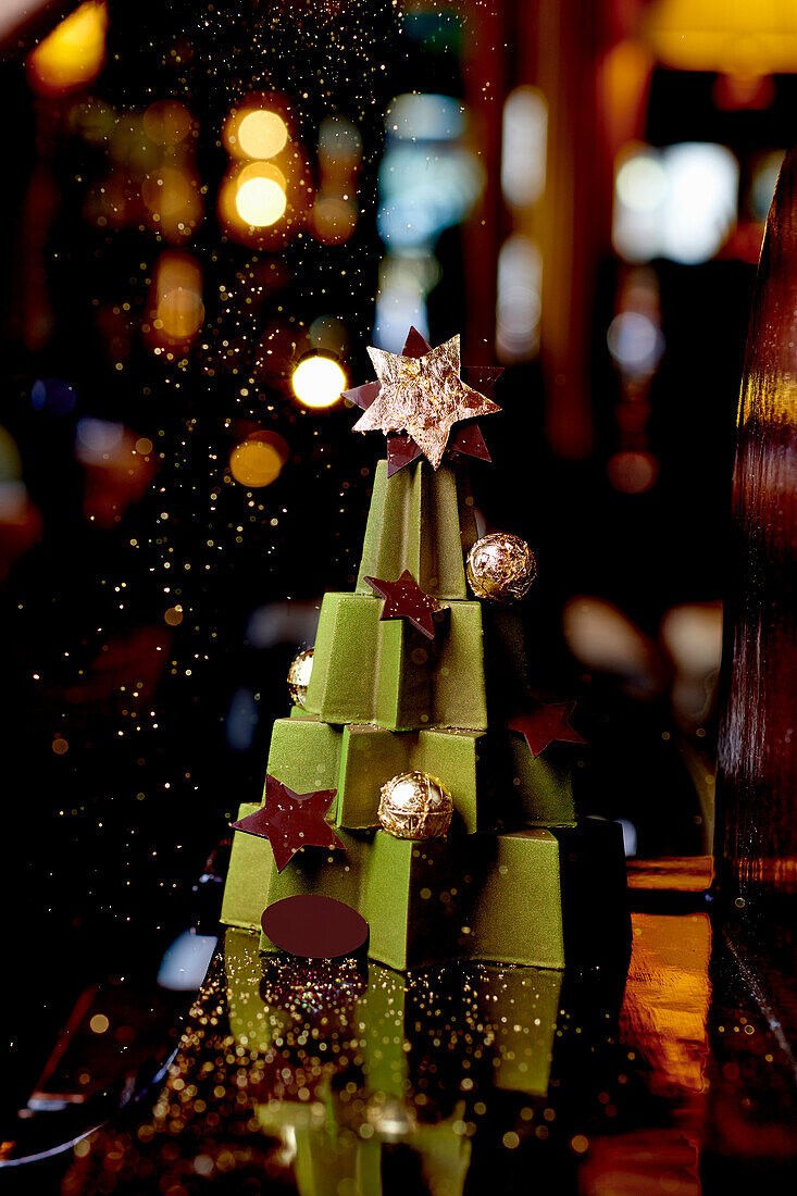 Christmas cake in the shape of a fir tree