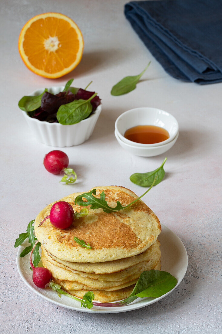 Pancakes with parmesan and shallots