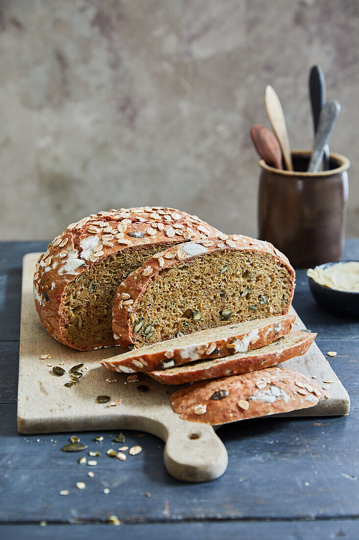 Yellow beetroot and pumpkin seed bread with coriander seeds
