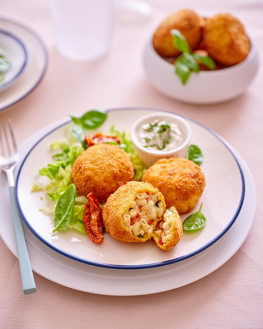 Pasta and meat croquettes with remoulade