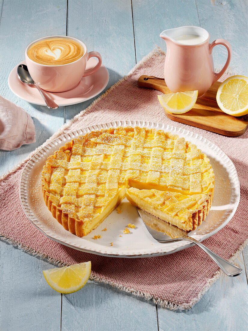 Lemon tart with pastry lattice