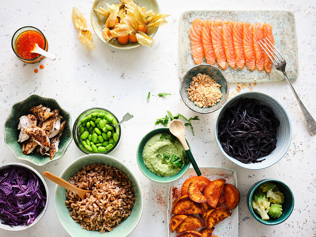 Ingredients for spring bowls