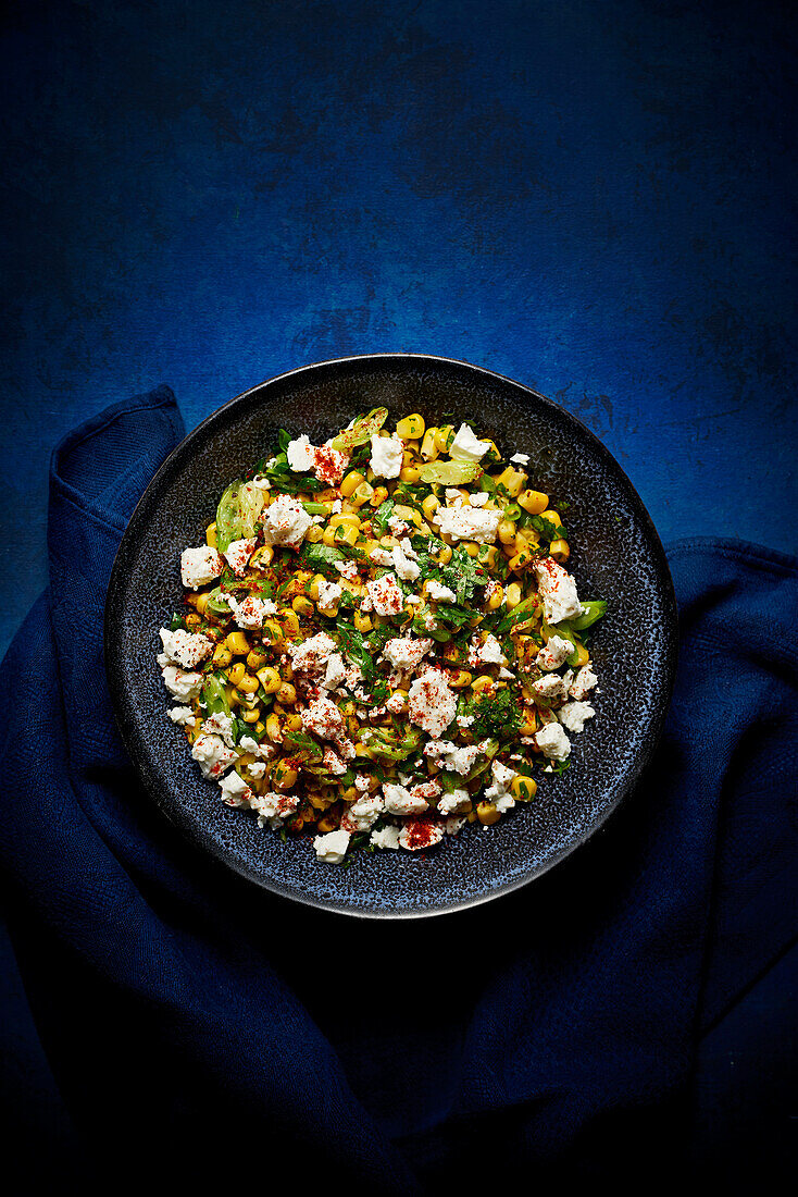 Sweetcorn and feta salad