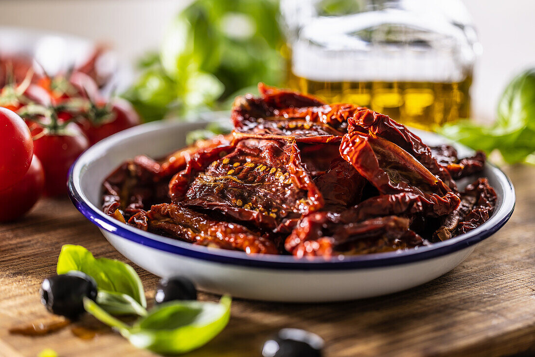 Sun-dried tomatoes marinated in olive oil