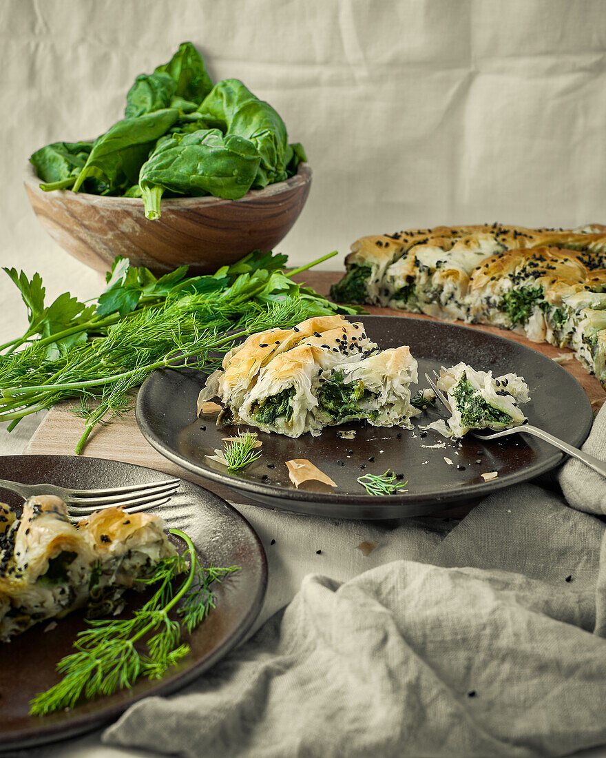 Spanakopita with black cumin