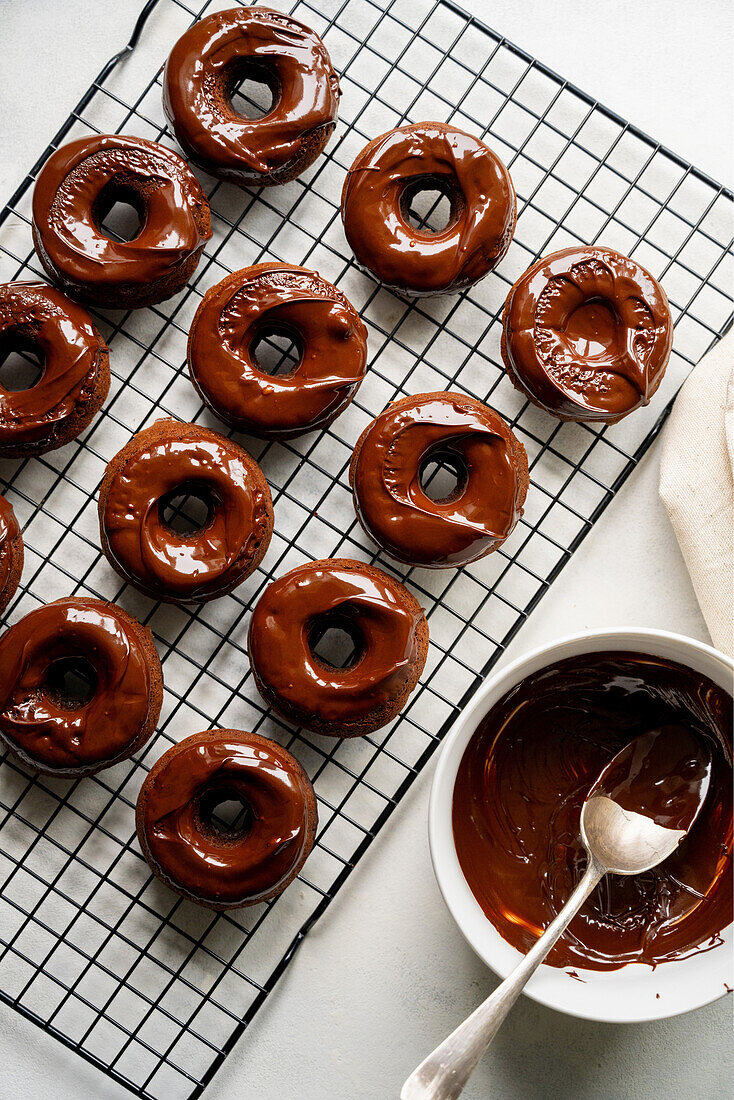 Baked chocolate donuts