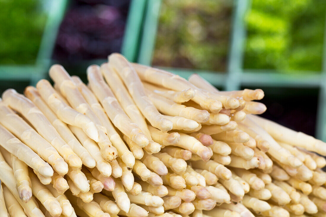 Frische weißer Spargel auf dem Markt