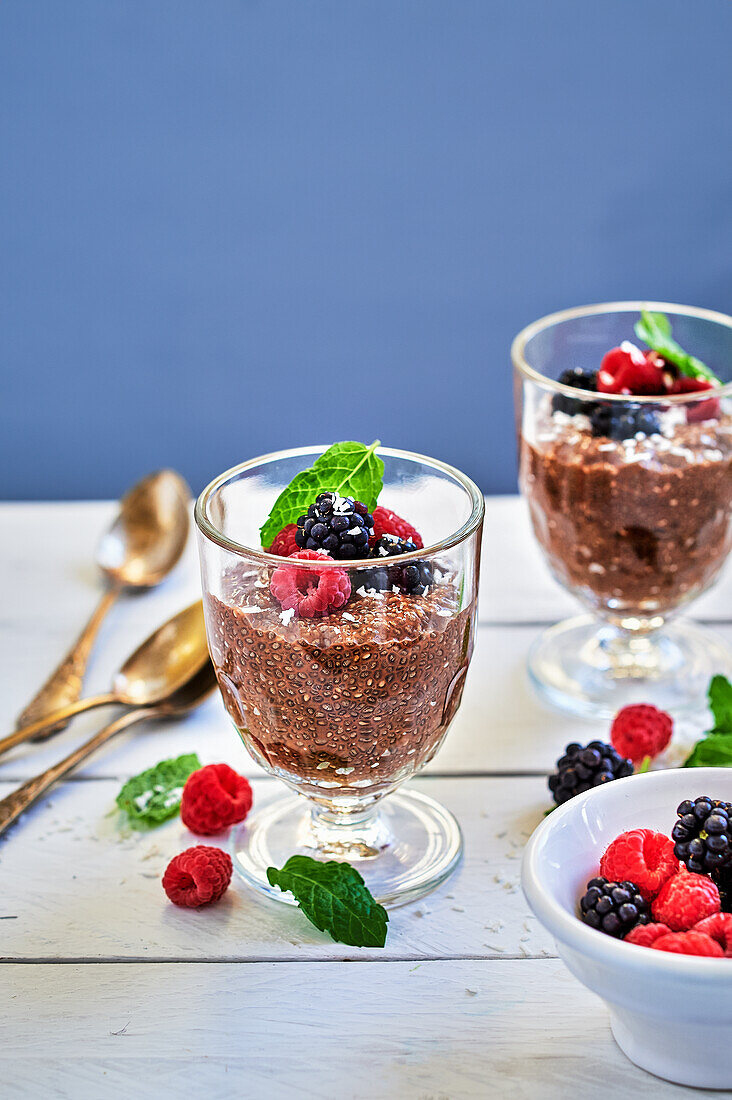 Chai and blackberry pudding