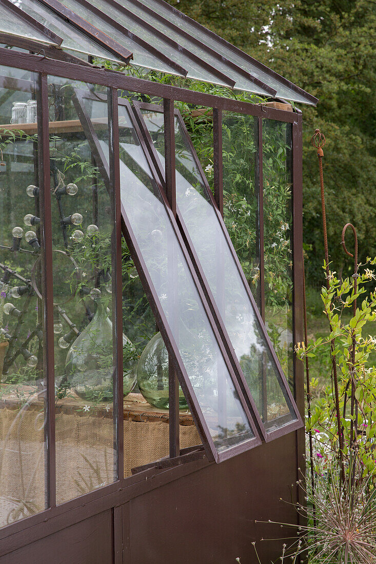 Geöffnete Fenster eines Gewächshauses