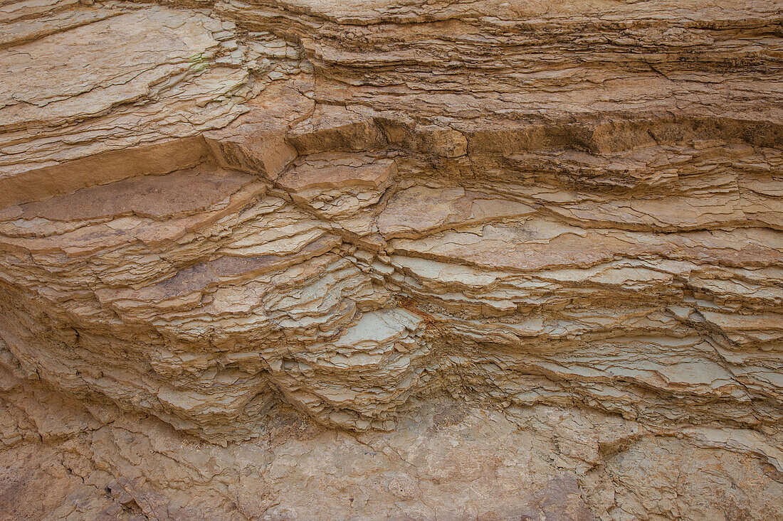 Colorful Furnace Creek Formation in Golden Canyon in Death Valley National Park in the Mojave Desert, California.