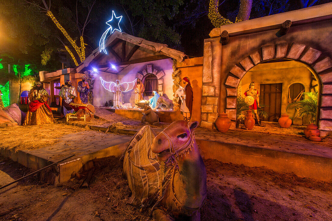 Millions of Christmas lights decorate the Ibero-American Park in Santo Domingo, Dominican Republic.