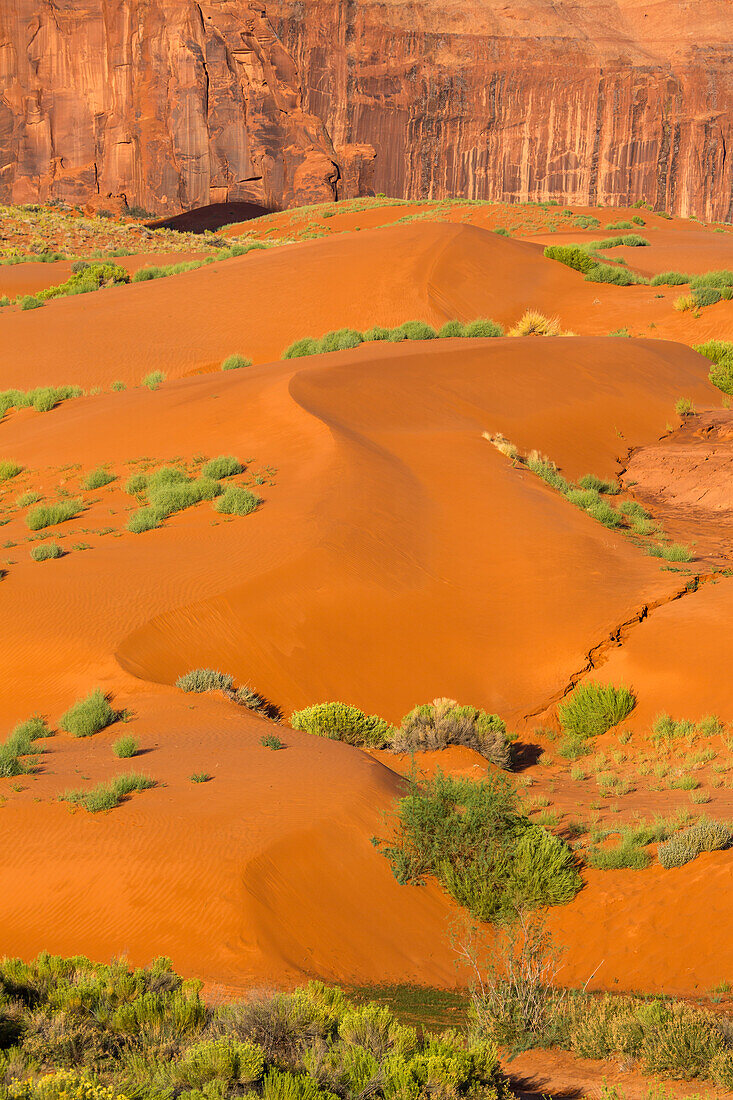 Red sand dunes in the Monument Valley Navajo Tribal Park in Arizona.