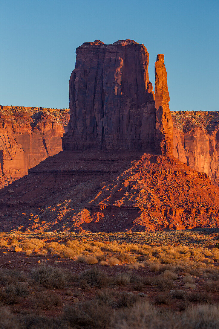 The West Mitten Butte in the Monument Valley Navajo Tribal Park in Arizona.