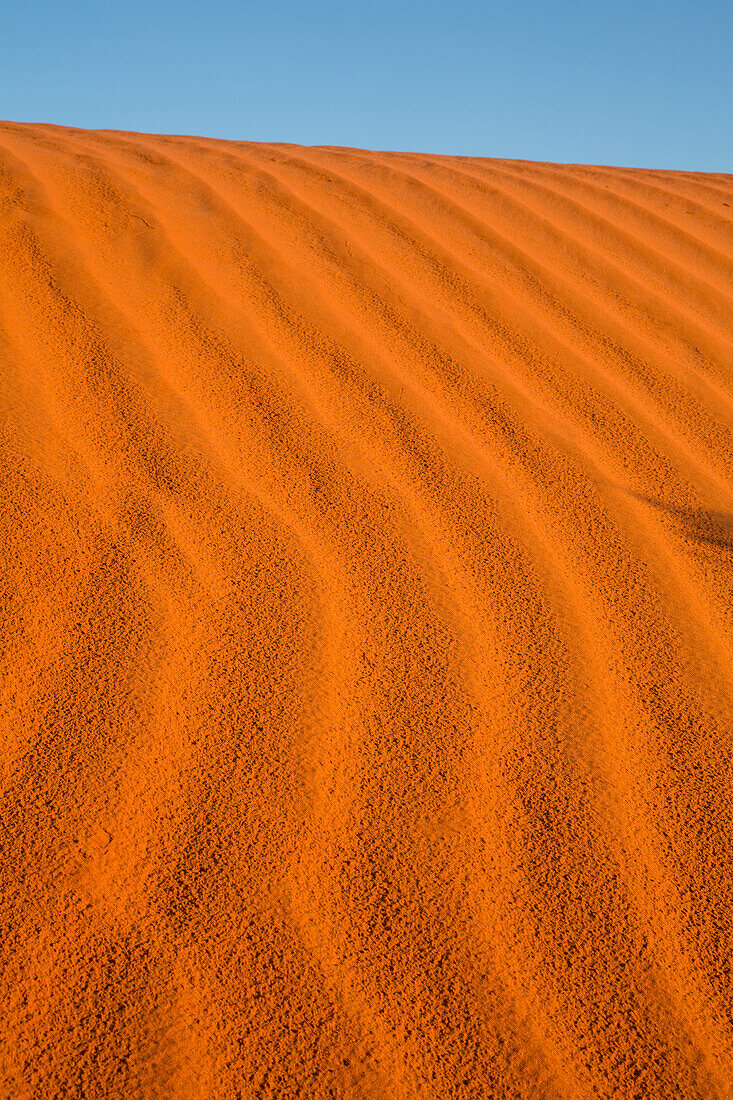 Ripples in the red sand dunes in the Monument Valley Navajo Tribal Park in Arizona.
