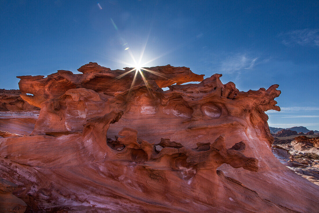 Fragile erodierte Azteken-Sandsteinformationen in Little Finland, Gold Butte National Monument, Nevada